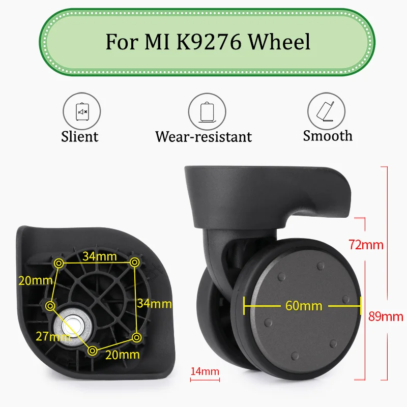 

For MI K9276 Black Universal Wheel Trolley Case Wheel Replacement Luggage Pulley Sliding Casters Slient Wear-resistant Repair