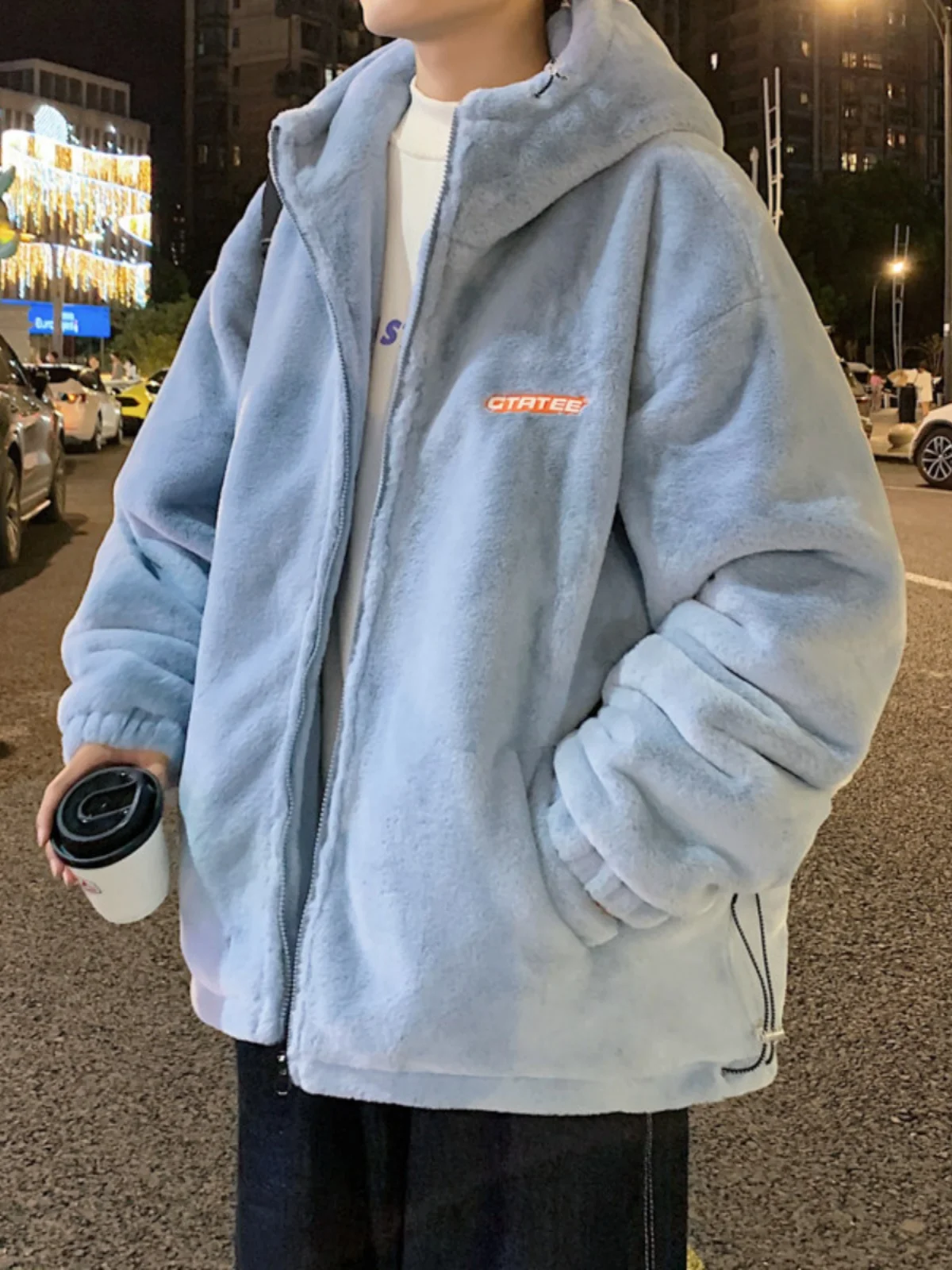 

Ultra-Thi Lamb Velvet Jaet Men's Winter Anti-Cold Cotton Clothes Simulation Rabbit Fur Cotton Jaet Trendy below 40℃