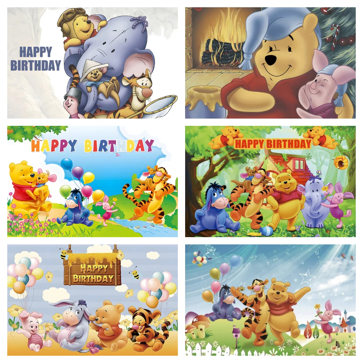 Winnie The Pooh Bear Piglet Background Photography Baby Shower Photo Backdrop Birthday Party Decoration Props Supplies Studio