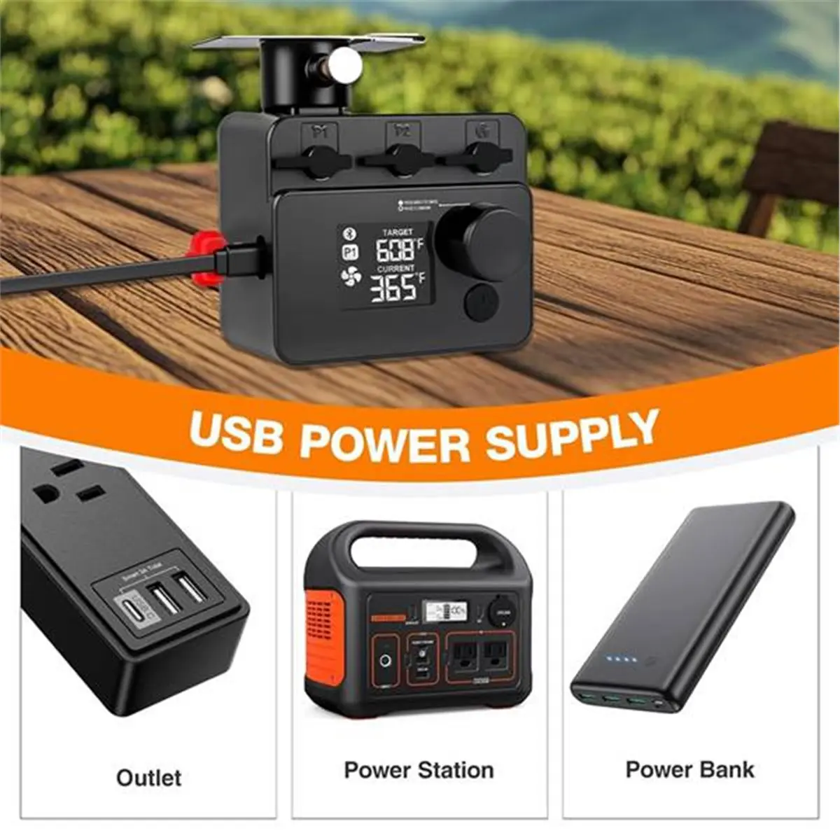 fitfit Bluetooth BBQ Grill Temperature Controller, Automatic Smoker Fan for Big Green Egg, Kamado Joe, Primo, Akorn Kamado