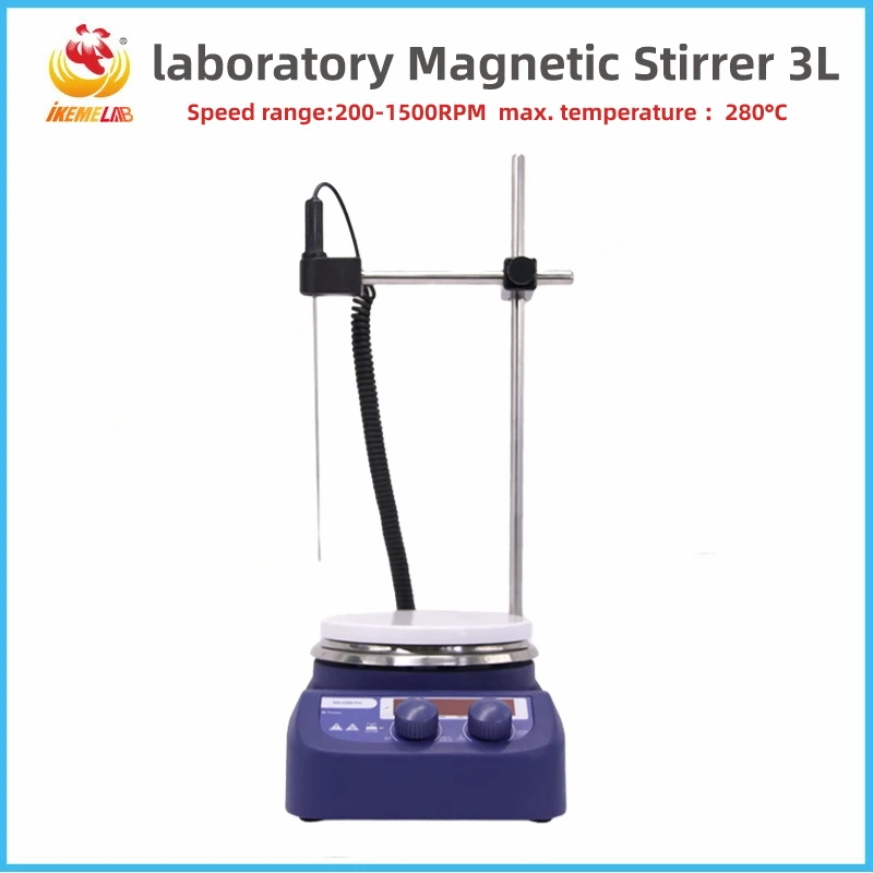 

IKEME Magnetic Stirrer 3L Heating Mixer 0-1500rpm Magnetic Stirrer Hot Plate 280°C Lab Heating Equipment With Stir Bar Hot