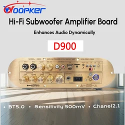 Woopker Amplifier Board D900 Channel 2.1 BT 5.0 Hi-Fi Subwoofer Digital Audio Amplifier Board Support AMP/USB/FM/TF Card/OPT