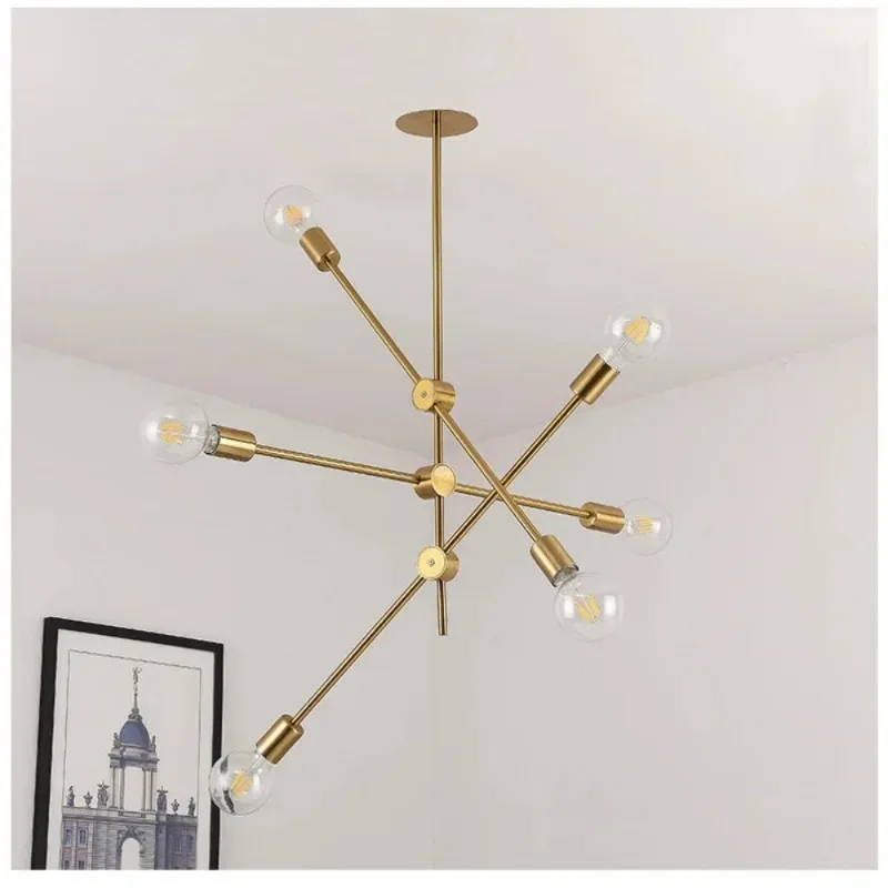 Metal Ceiling Lamp Modern Home Lighting Fixture Sputnik Chandelier Home Decor LED Light Nordic Postmodern Hanging Lamp