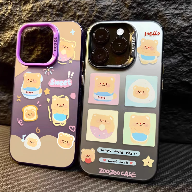 Cute Butter Little Bear Case For Xiaomi Redmi Note 13 12 Pro Plus 5G 12S 11S 11 10 10S 9 9S Redmi 12 12C 13C Shockproof PC Cover