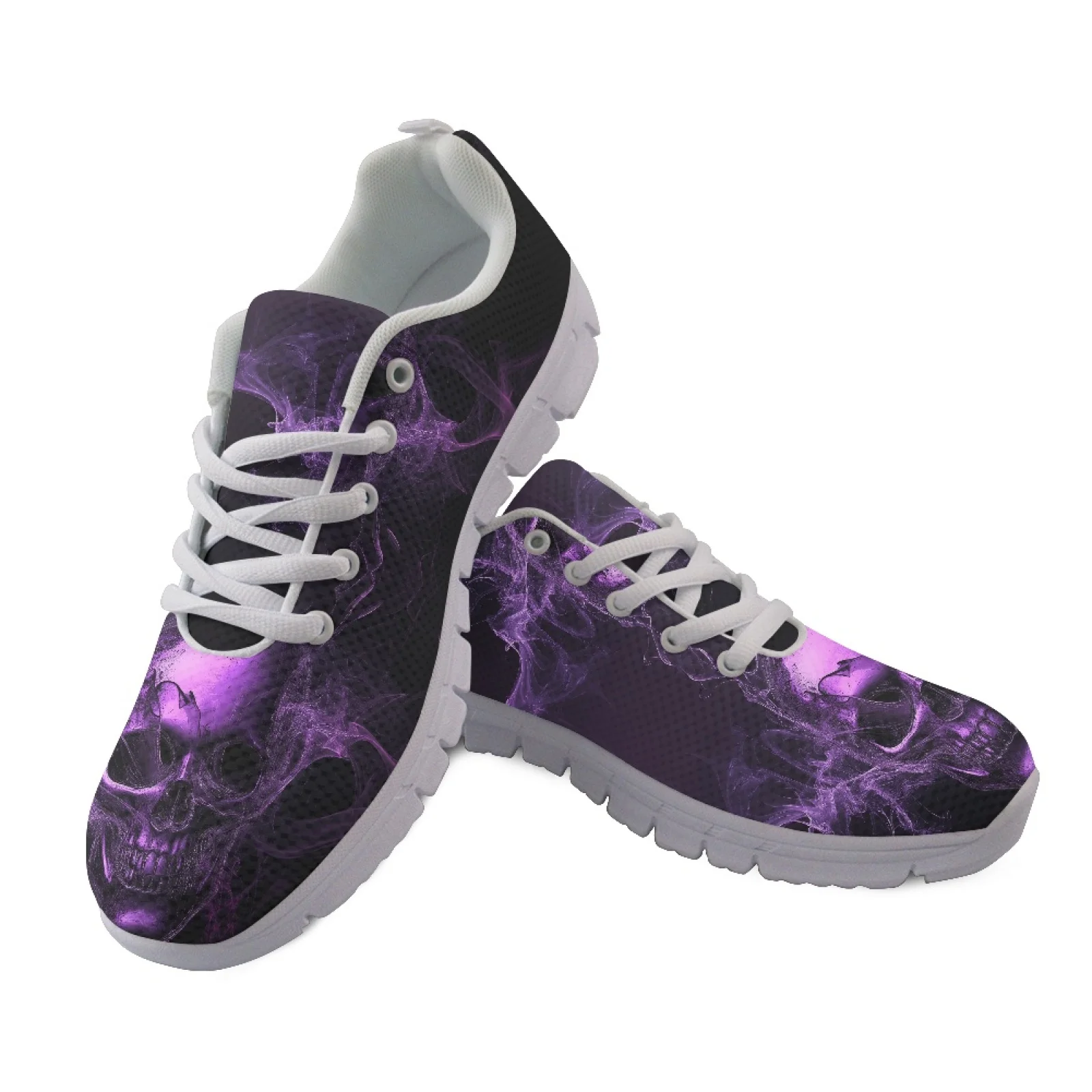 Coloranimal Purple Skull Pattern Comfortable Running Shoes Women Sneakers Running Walking Shoes Running Sneakers for Mens Womens