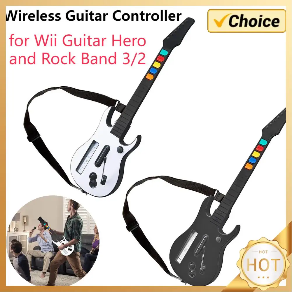 

Wireless Guitar Controller Enhanced Gameplay Console Remote Joystick Guitar Gamepad for Wii Guitar Hero/Rock Band 3/2