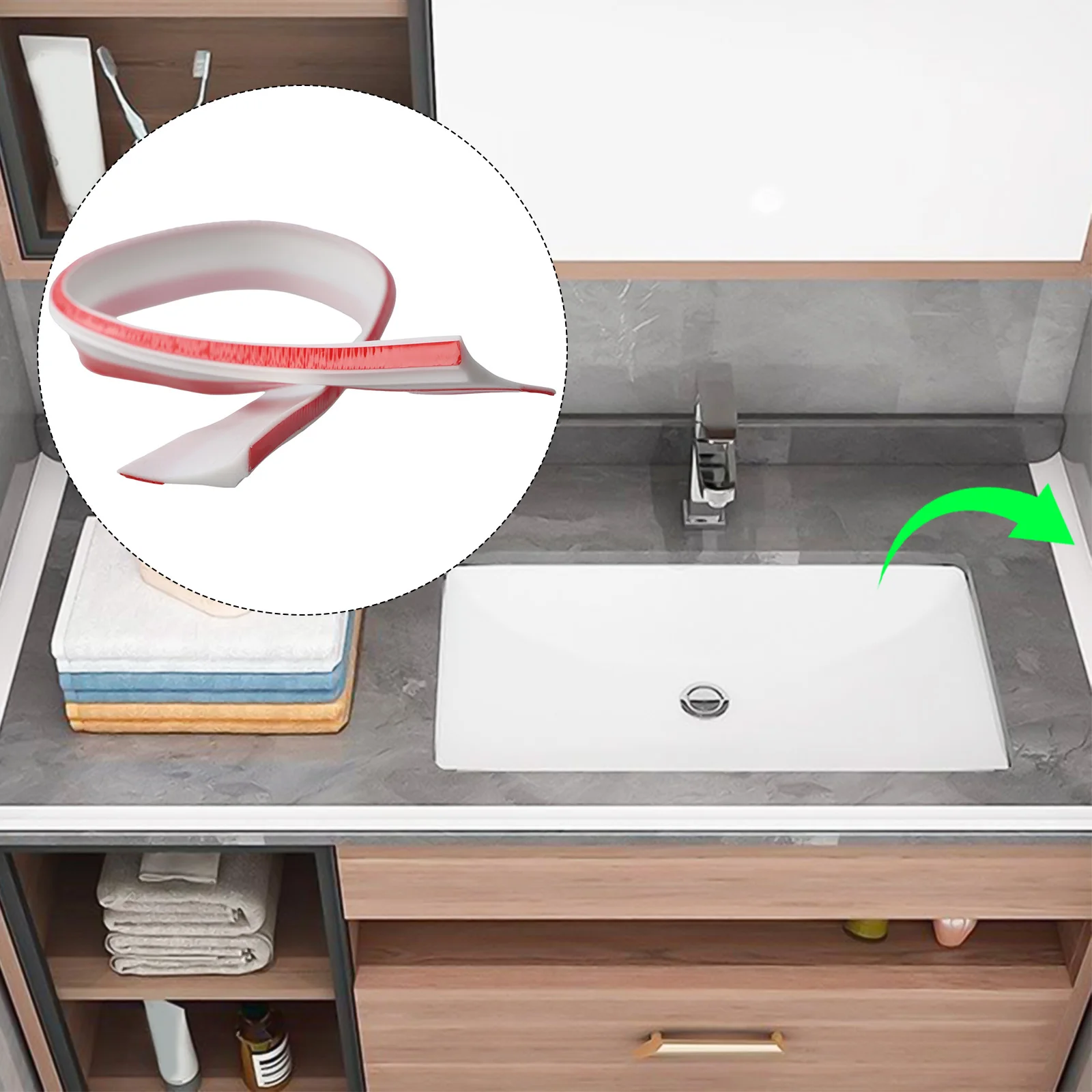 Bath Seal Trim Silicone Shower Tray Bathroom Use For Wet-Dry Separation Straight Line Installation Bath Sink Edging Seal Trim