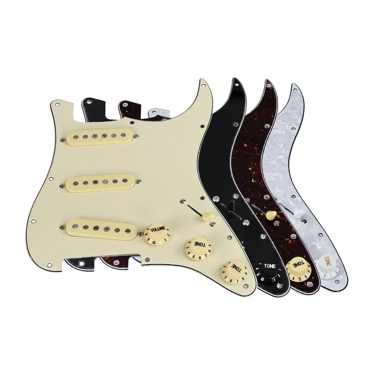 FLEOR Alnico 5 Loaded Pickguard SSS Prewired Guitar Pickguard Staggered Single Coil Pickups 50/50/52mm for FD ST Guitar