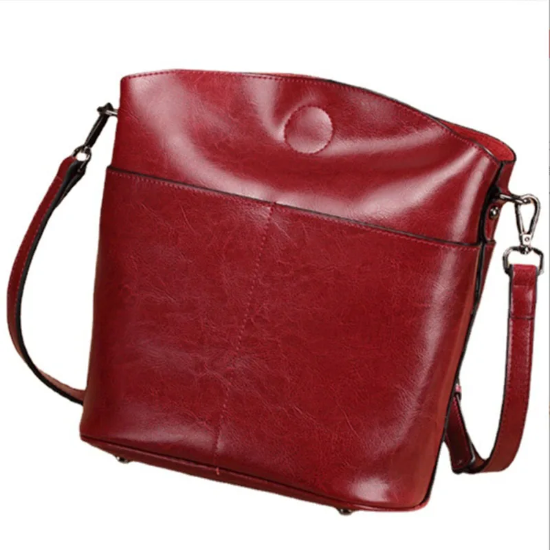 

Women's handbag, genuine leather, fashionable shoulder bag, casual versatile crossbody bag, bucket bag