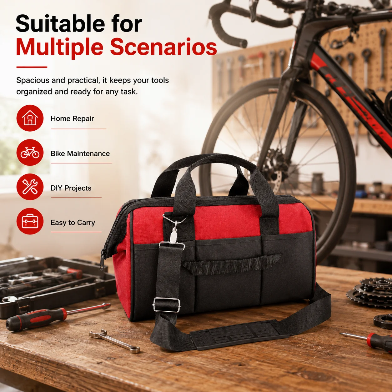 PINMOAP 1PC Large Capacity Electrical Tool Bag Portable Technician Organizer Case For Cable Cutter Multimeter Pliers Home Work