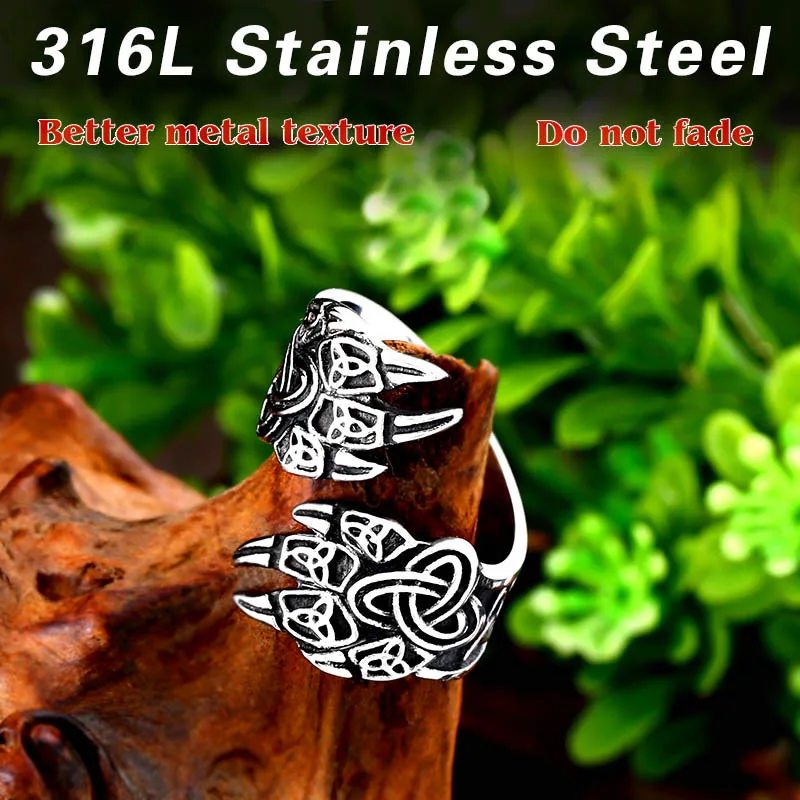 BEIER stainless steel character geometry  Viking raven head  ring for man`s gift Punk rock Jewelry boy`s gift  BR8-582