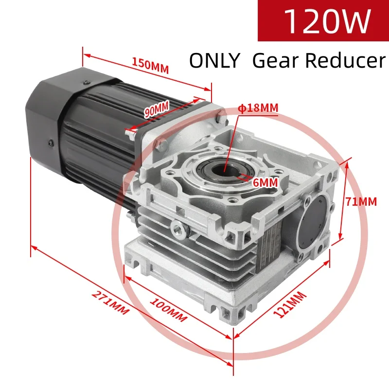 NMRV040 Worm Gear Gearbox for 5RK Optical Axis Motor, Input Flange 90X90 Axis 11mm Key 4mm. Metal Gearheads Worm Gear Reducer