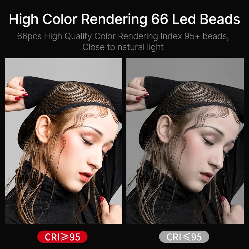 Vijim VL66 3200K-6500K Led Video Light 360 ° Draaibaar Stand Dslr Camera Licht W Koud Schoen 2000Mah Draagbare Traploze Licht Invullen