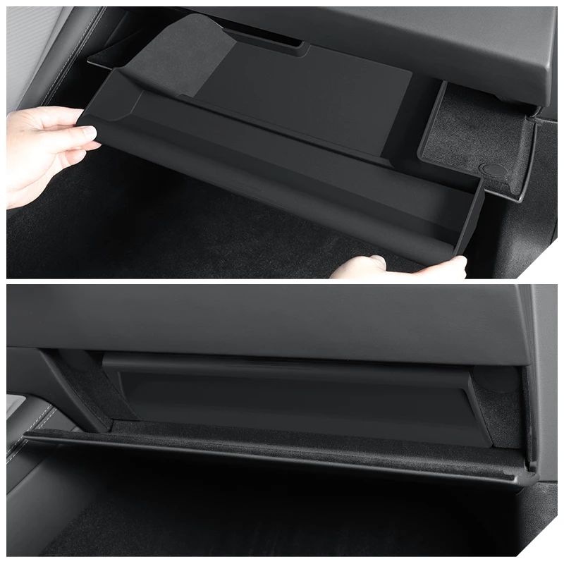 Glove Box Storage Box for 2024 Tesla New Model 3+ Highland TPE Glovebox Drawer Storage Box Organizer Partition Car Accessories