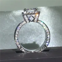Shiny Halo Ring Inlaid Square Cut Shiny Zircon Elegant Wedding Engagement Promise Ring For Women & Girls Valentine's Day Jewelry - Image 3