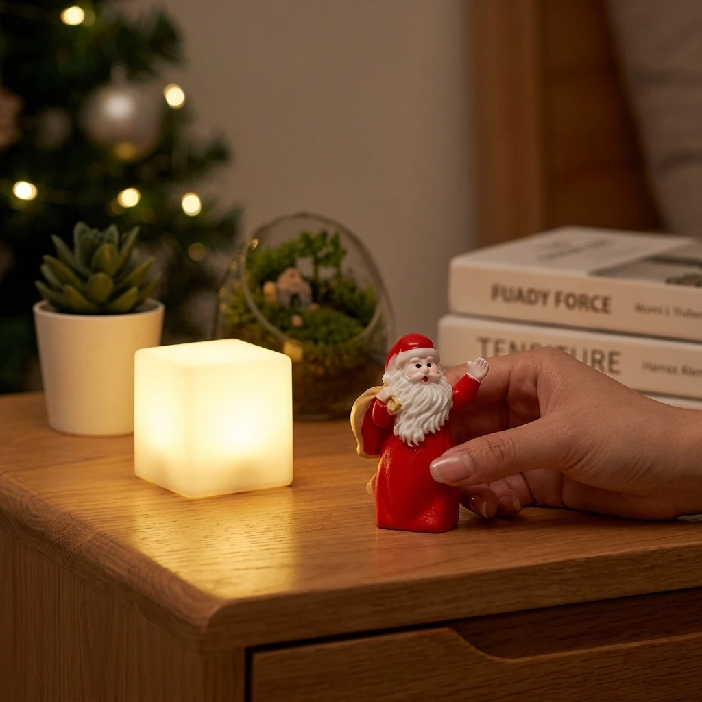DIY Enthusiasts Miniature Resin Figurines Christmas Santa Decor Cute Glow-in-the-Dark Charms for Micro-Landscape Art