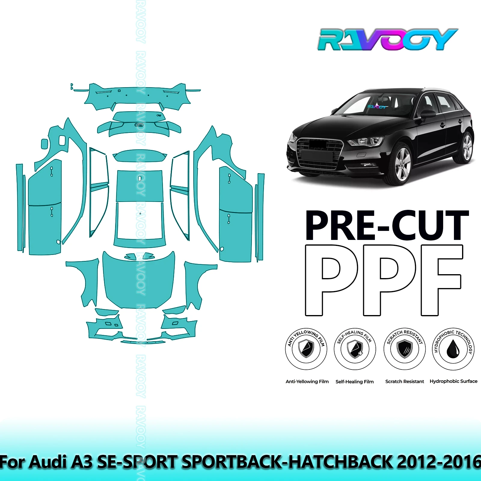 

Full Vehicle Clear Bra Precut PPF Paint Protection Film For Audi A3 SE-Spoet Sportback-Haatchback 2012-2016