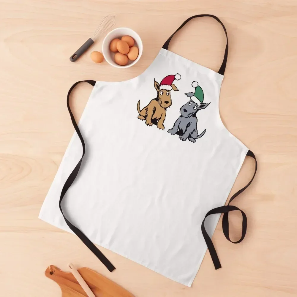 

Double Santa Terriers--Naughty and Nice! Apron Kitchen Accessories 2022 Professional Barber Men kitchen Apron