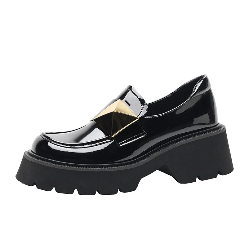 

Size 33-43 Black Patent Leather Shoes Women 2023 Spring New Platform Loafers Shoes