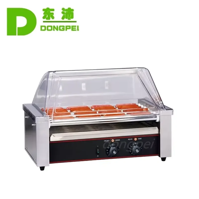 2026 Snack Equipment 7 Rollers Hot Dog Grill Machinery Sausage Toaster Snack Foods Shop Stainless Steel 220V High Efficiency