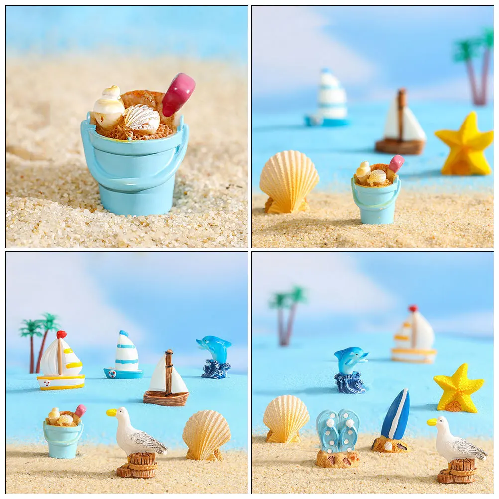 

1Set Ocean Style Resin Sailboat Miniature Ornament for Coastal Home Decoration Party Tabletop Resin Craft Miniatures