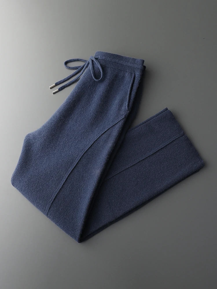 Alisavel-Cardigã casual de cashmere e calça reta, suéter com capuz masculino 100% malha de cashmere, outono e inverno, graça