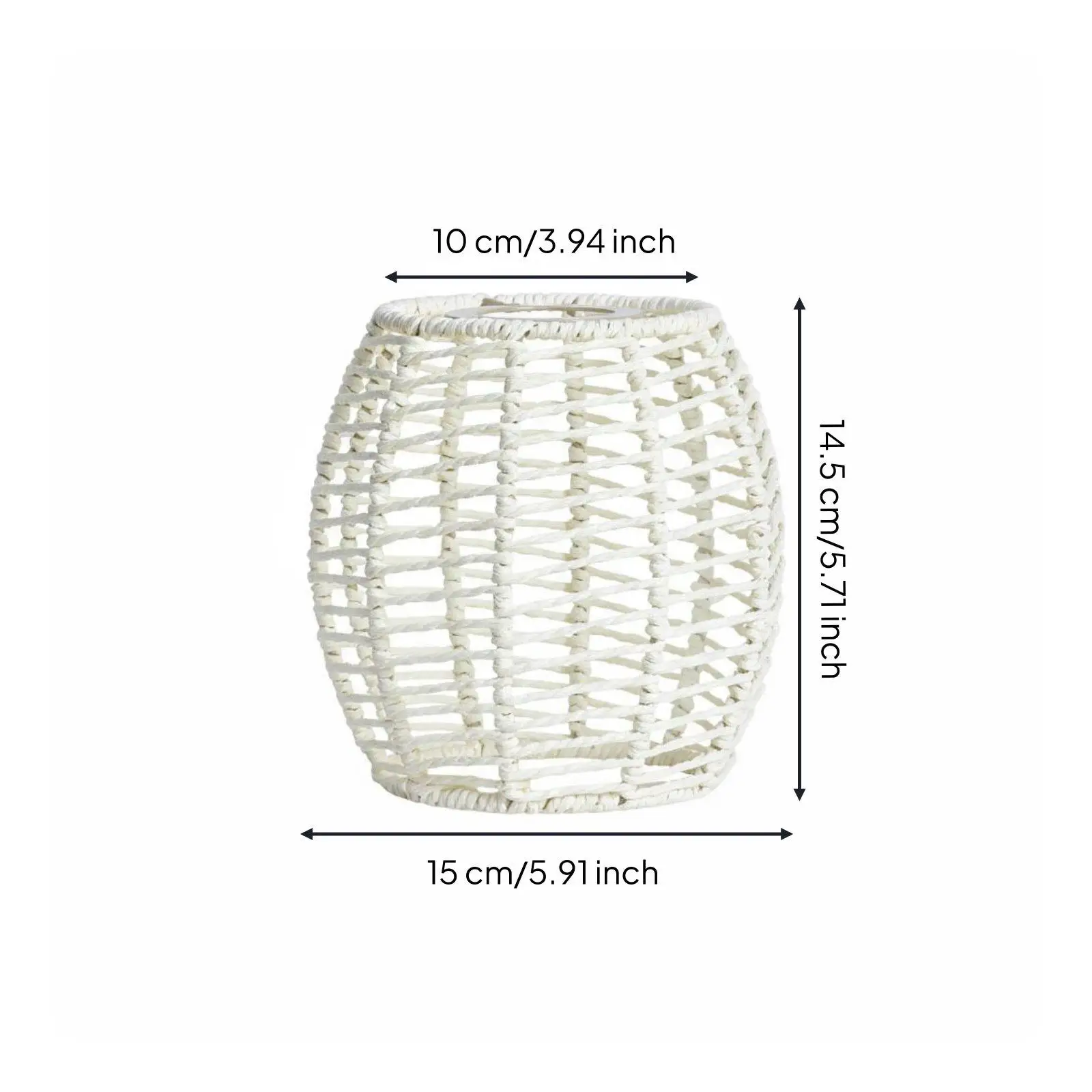 Rustic Paper Rope Light Shade Handmade Woven Barrel Pendant Cover for E27 Bulb Warm Glow Japanese Decor