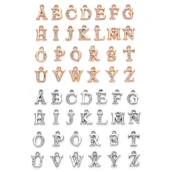 26Pcs/Set Alloy Rhinestone Charms About 13*9 mm A~Z Letter Alphabet Charms Pendants for Women Necklace DIY Jewelry Accessories