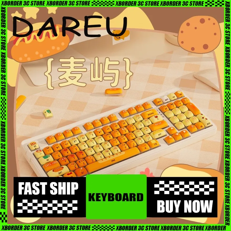 

DAREU Mantou Mechanical Keyboard 3 Mode Wireless Hot Plug RGB Mechanical Keyboard High Beauty Cute Girl Office Game Gift