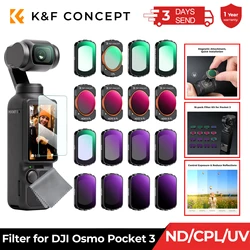 K&F CONCEPT Sport Effect Filter for DJI Osmo Pocket 3 UV CPL ND ND/PL Black Mist 1/2 1/4 1/8 LPR Star 1.2X Wide-Angle Filter Set