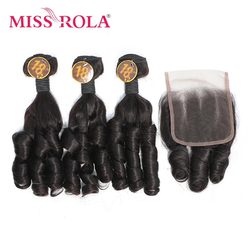 Miss Rola brasiliano Romance Curl Go Bundles Hair Pack 100% fasci di capelli umani con chiusura in pizzo capelli Remy doppie trame