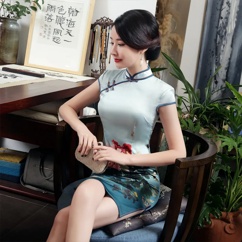 Spring and Summer Women's Clothing Fashionable Elegant Improved Cheongsam Dress Retro Slim Slit