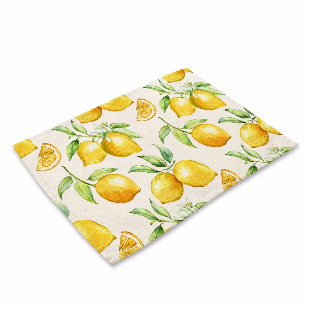 Kawaii Fruit Strawberry Food Placemat Bread Vegetable Kitchen Decor Cotton Linen Dining Table Coaster Pad Bowl Coffee Cup Mat