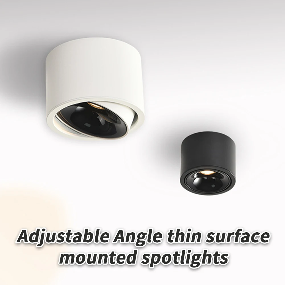 Downlights LED montés en surface circulaires, Ultra Mince, Angle réglable, Anti-absorbe ouissement, Projecteurs, Chaud, Pas de lumière principale, 7W, 3000k