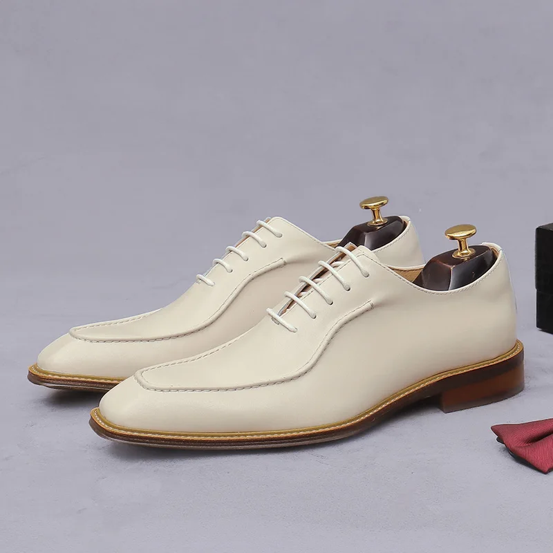 

Men Genuine Leather Oxford Shoes British Style Korean Fashion Business Formal Cowhide Casual Dress Shoes Young Men Leather Shoes