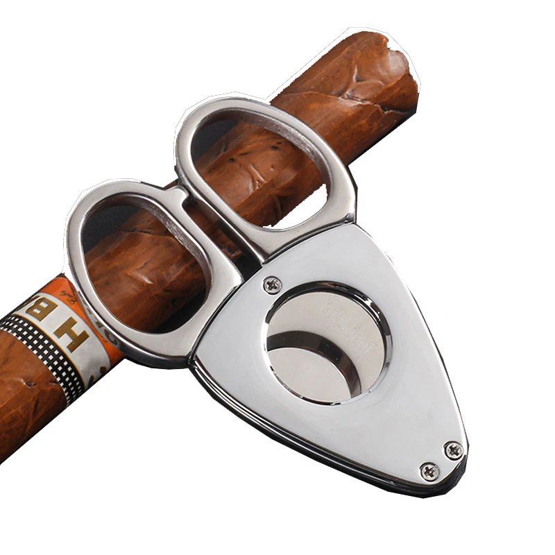 2-in-1 Stainless Steel Cigar Knife Half-automatic V Cigar Cutter Portable Cuban Cigar Accessory - Perfect for Cigar Enthusiasts