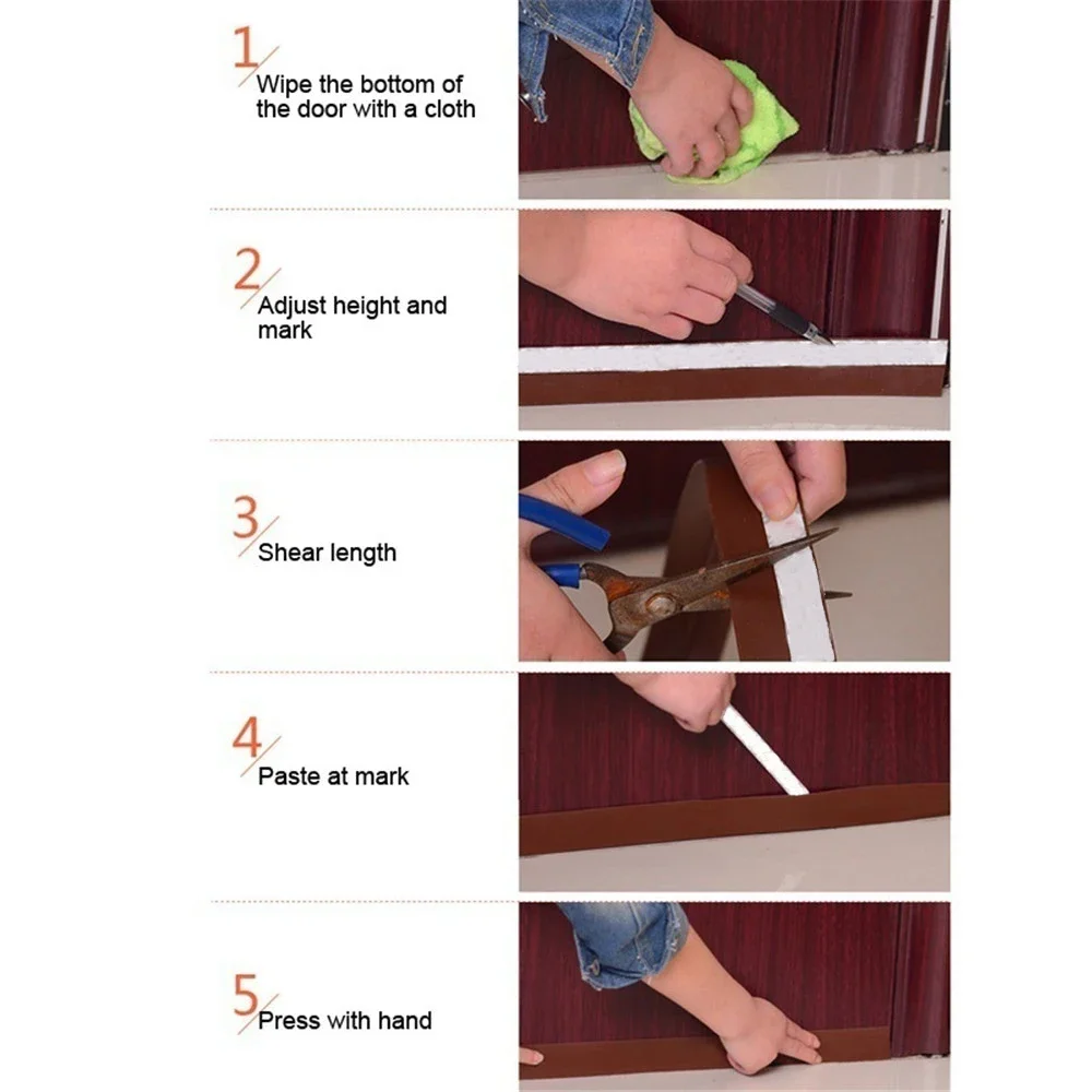 Sound Insulation Self-adhesive Door Window Seal 1/3m Silicone Rubber Door Bottom Sealing Strip Cuttable Windproof Warm