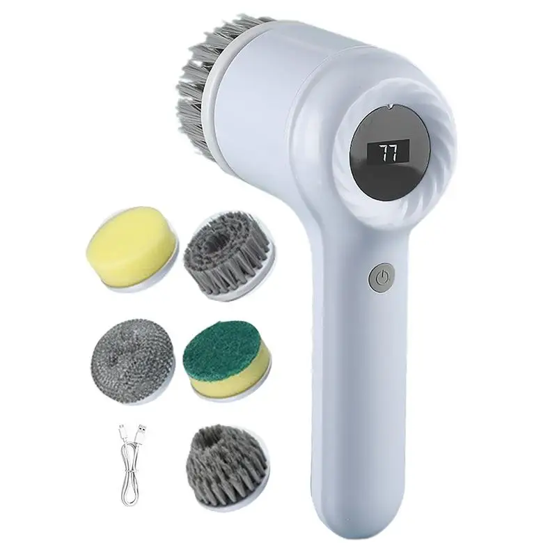 Electric Spin Brush Handheld Cordless Cleaning Brush Spin Scrubber With Replaceable Brush Heads Powerful Cleaning Brush For