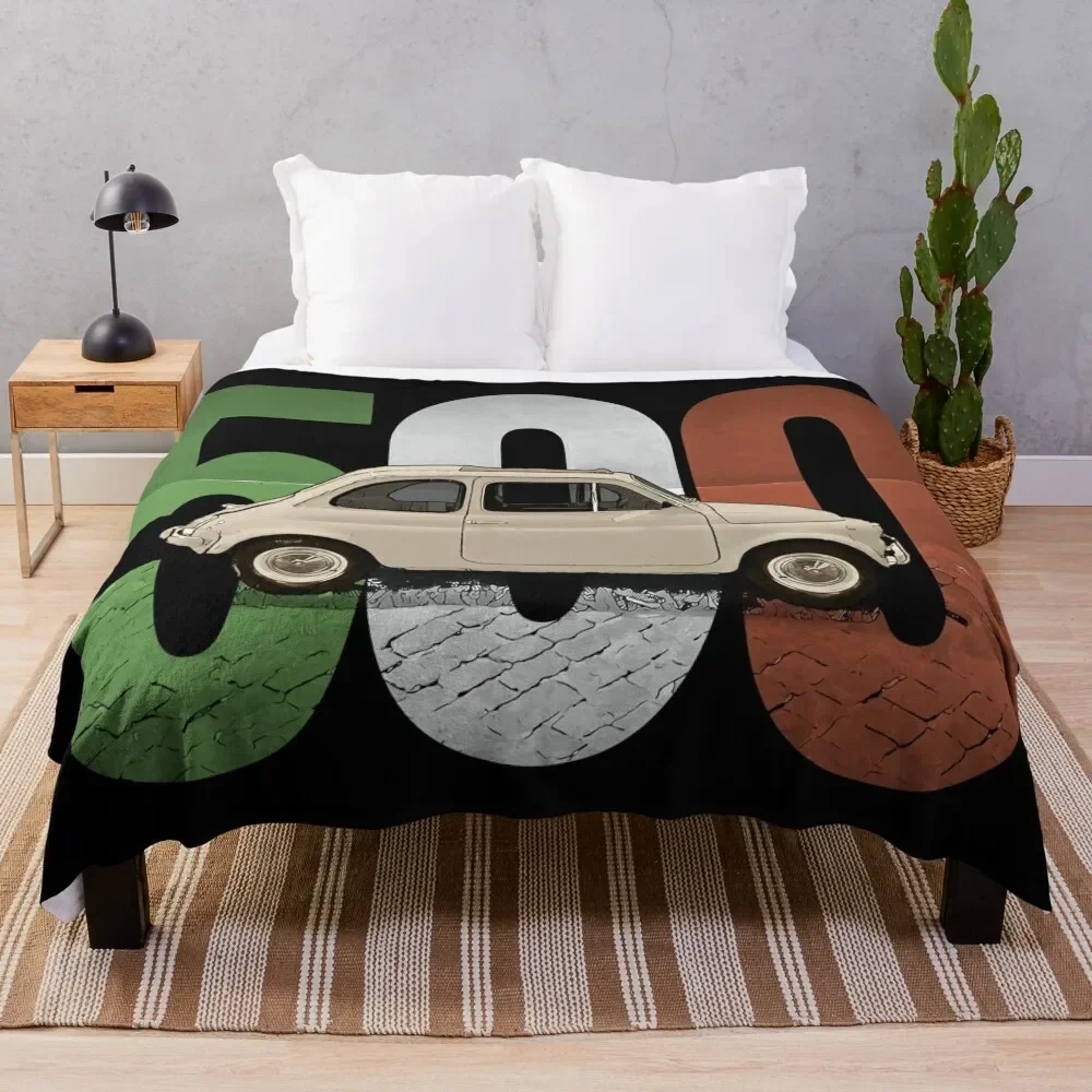 The Classic Fiat 500 on Black Throw Blanket Blankets Sofas Of Decoration Bed Fashionable Blankets For Bed Blankets