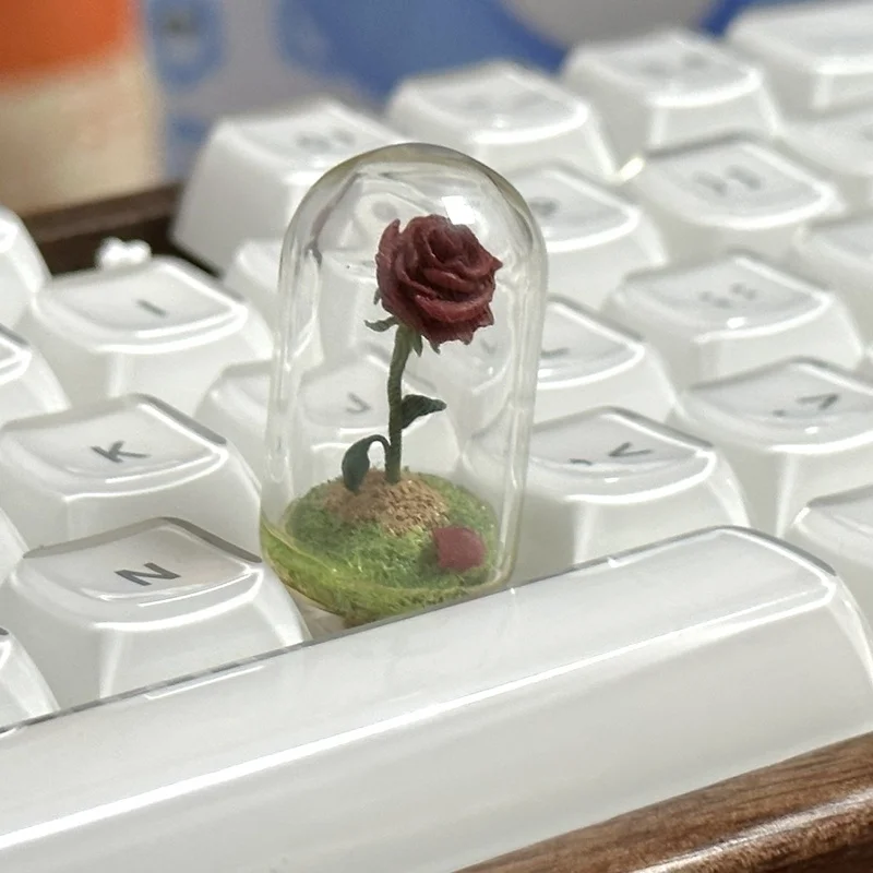 Little Prince Rose Fox Keycap Glass Cover Cross Axis Mechanical Keyboard Keycap B612 Planet Personalized Gift Anime Theme Keycap