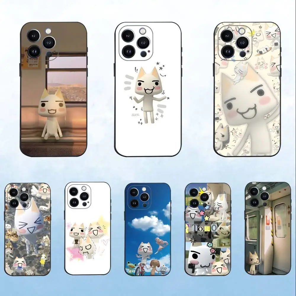 

Cute T-Toro I-Inoue Cat Phone Case For iPhone 16,15,14,13,12,11 Plus,Pro Max,XS,X,XR,SE,Mini,8,7,Soft Silicone Black Cover