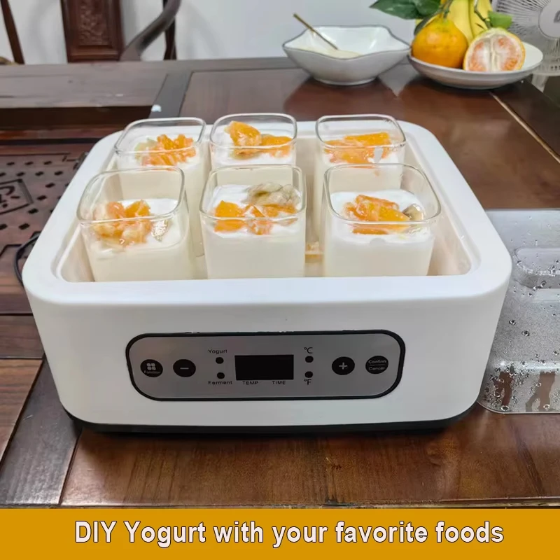 Automatic Yogurt Maker with 6 Cups Adjustable Temperature And Time Multifunctional Ice Cream Pudding Maker 110V/220V
