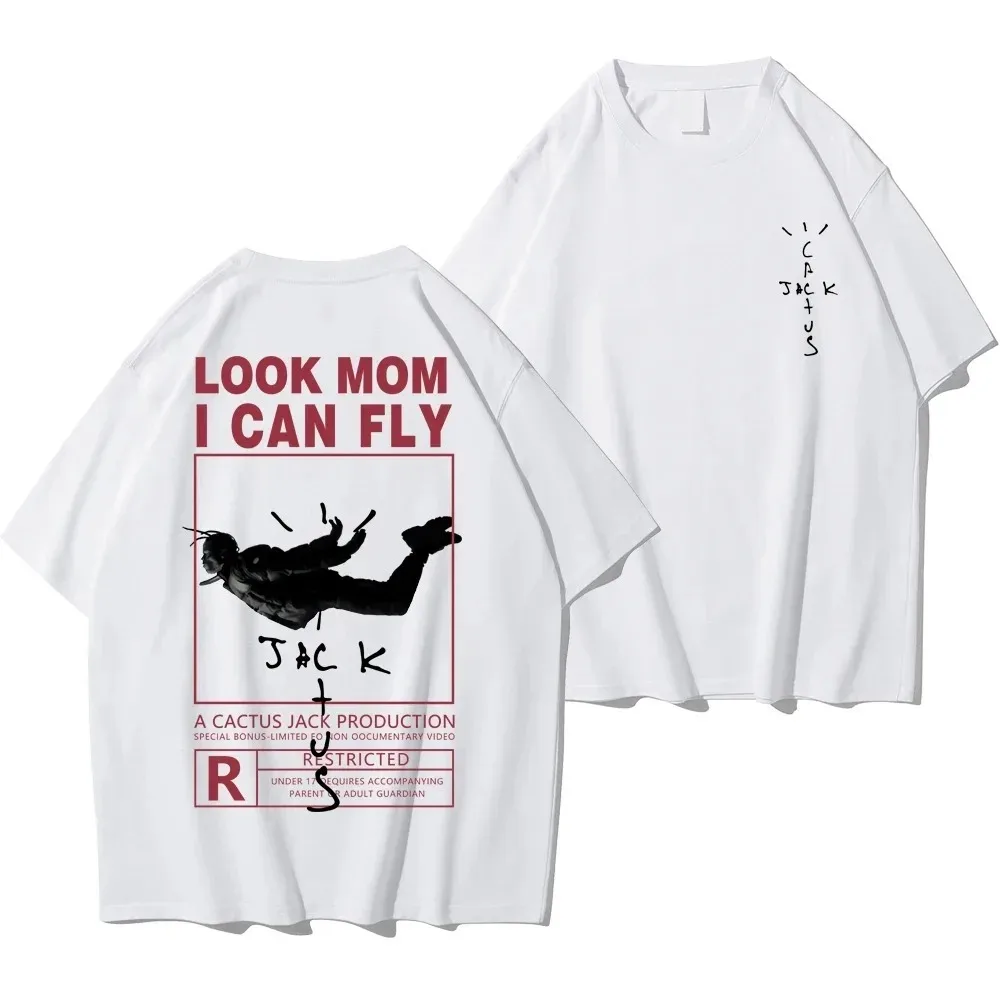 Cactus Jack T-shirt LOOK MOM I CAN FLY Short Sleeve ASTROWORLD Tshirt Summer Oversized Men Tee Women Hip Hop Cotton Top Clothes