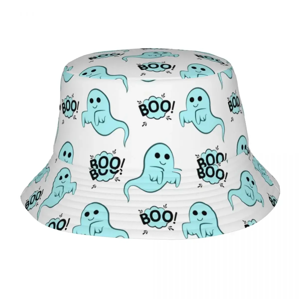 Custom Halloween Horror Boo Ghost Cartoon Pattern Bucket Hat Women Men Fashion Summer Outdoor Sun Fisherman Cap