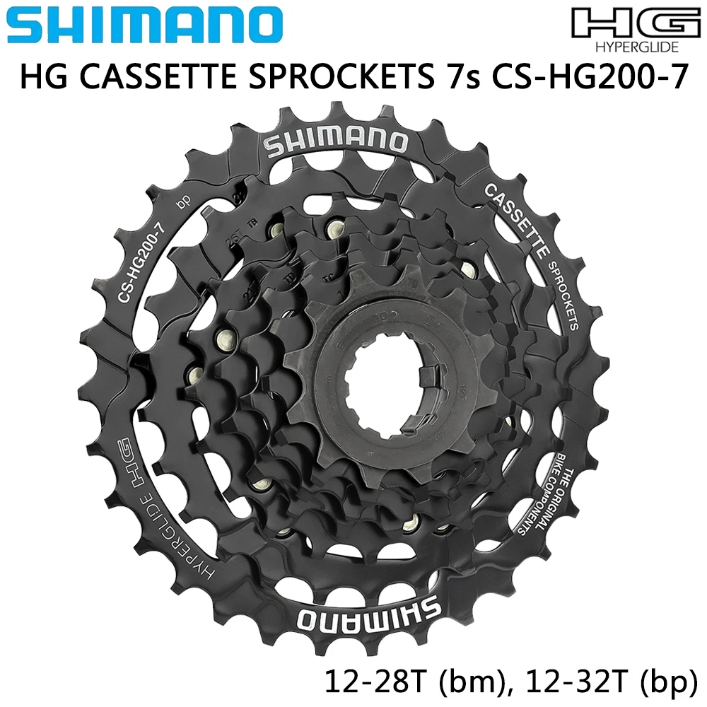 SHIMANO TOURNEY 7 Speed Cassette CS-HG200-7 12-28T 12-32T HG Cassette Sprocket for Mountain Bike Original Bicycle Freewheel