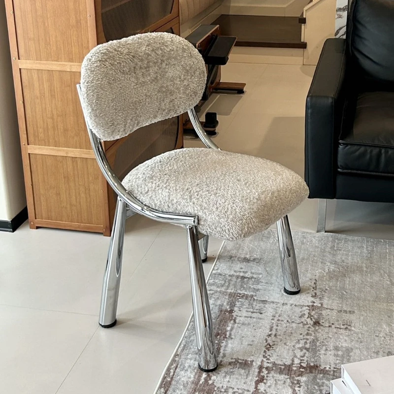 

Nordic light luxury back chair home designer makeup chair metal dining chair