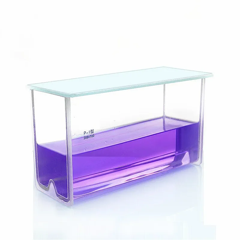 

TLC Developing Tank- Horizontal Double Glass Tank Laboratory Double Tank Solvent Glass Staining Chamber Dimension(L*H) 200*100mm