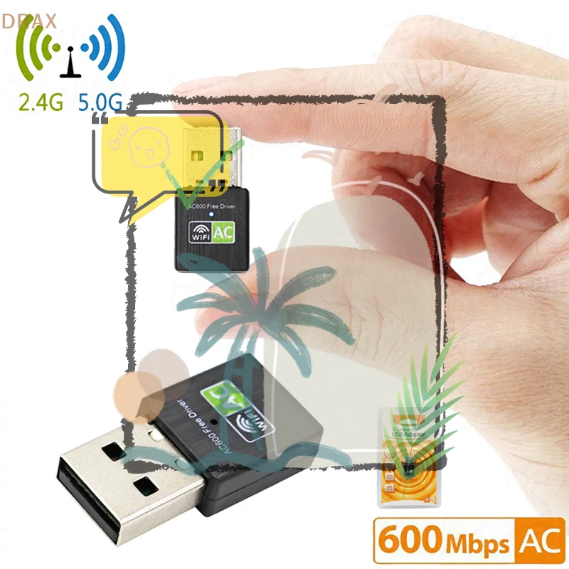

Free Driver USB Wifi Adapter 600Mbps Wi fi Adapter 5ghz Antenna USB Ethernet PC Wi-Fi Adapter Lan Wifi Dongle AC Wifi Receiver