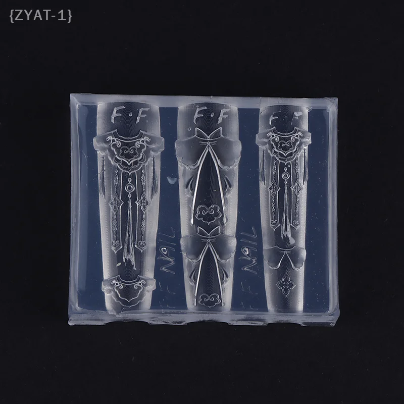 [O] Chinese Style Cloud Shoulder 3D Nail Mold - High-Transparency Silicone Carved Template Nail Art Accessories