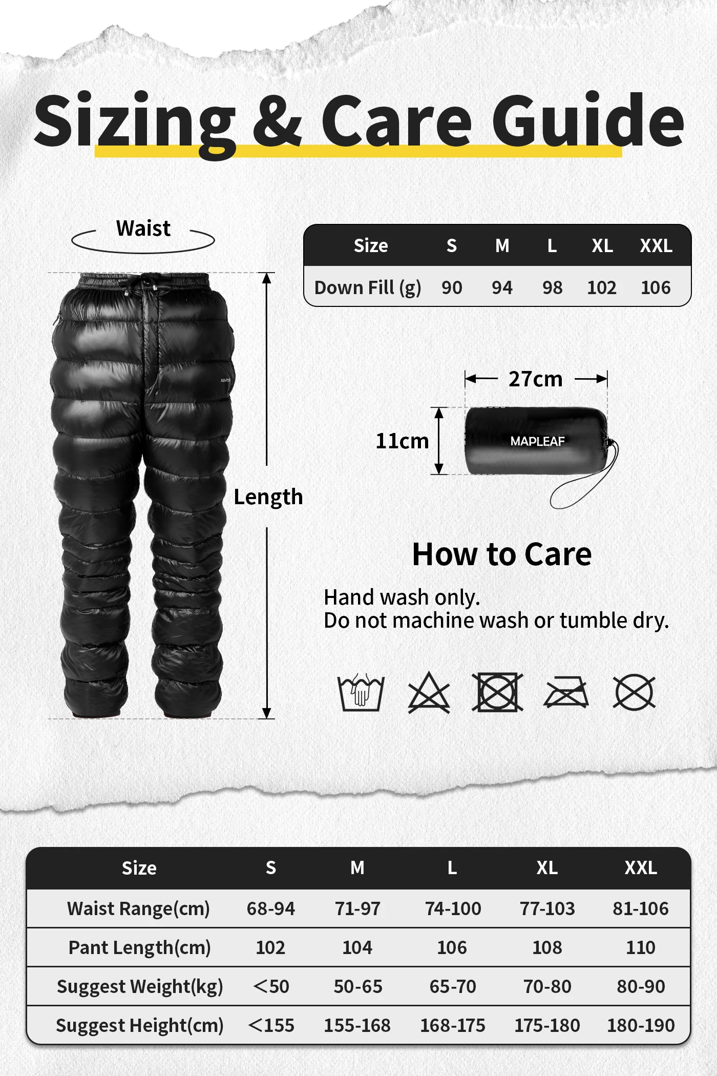 MAPLEAF Daunenhose 800FP Entendaunen Isolierte Pufferhose Camping Wandern Skifahren Winter Warm Ultraleicht Kompakt Herren Damen – Detail 6